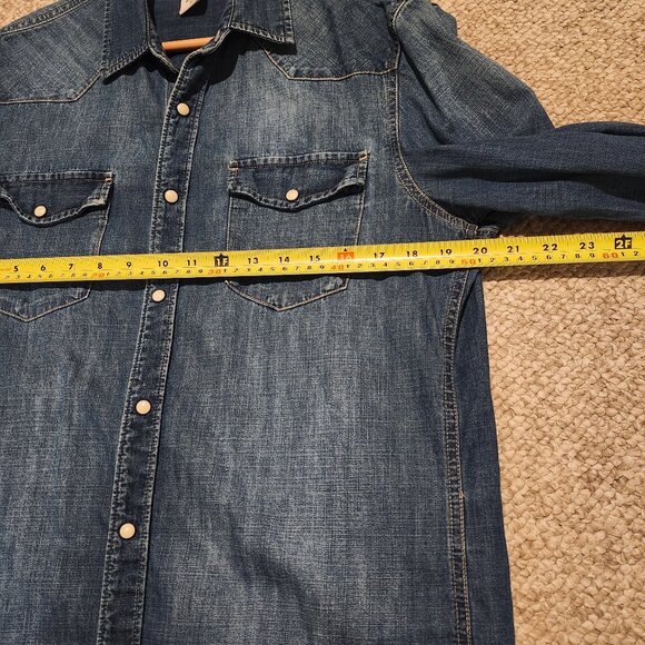 H&M Blue Denim Long Sleeve Snap Button Shirt - Picture 4 of 7